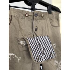 LIVERGY Men's Brown Oktoberfest Bavarian Lederhosen Style Shorts - Size 38